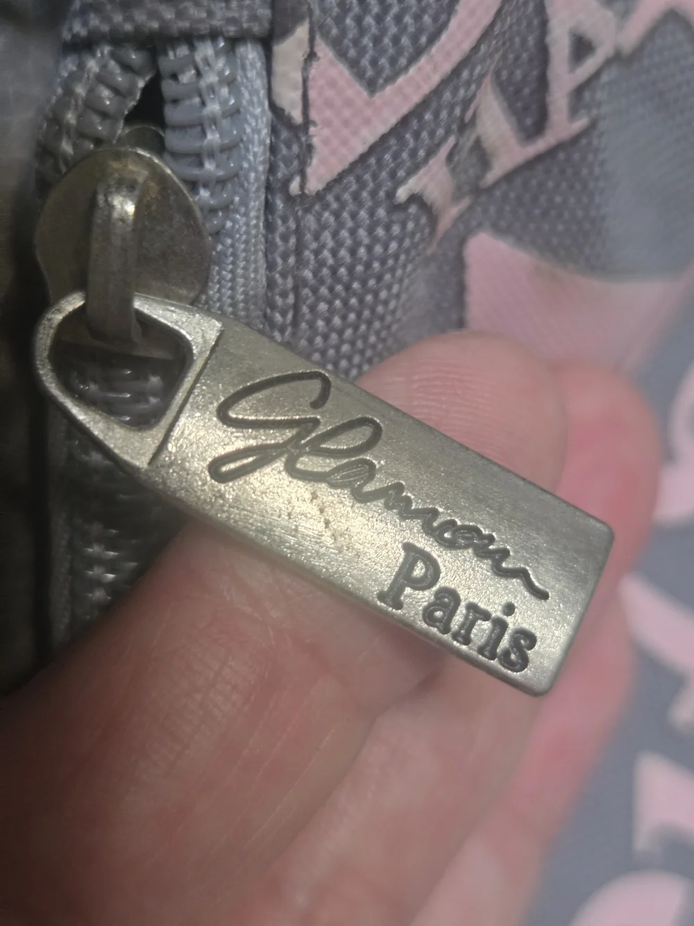 New ~ Bought in France ~ Paris Print Grey and Pink Shoulder Bag ~ So Cute! Bin1L